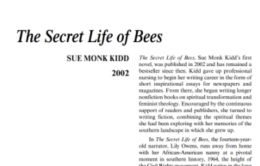 نَقدِ رُمانِ The Secret Life of Bees by Sue Monk Kidd