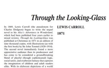 نَقدِ رُمانِ Through the Looking-glass by Lewis Carroll