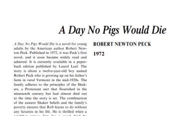 نَقدِ رُمانِ A Day No Pigs Would Die by Robert Newton Peck