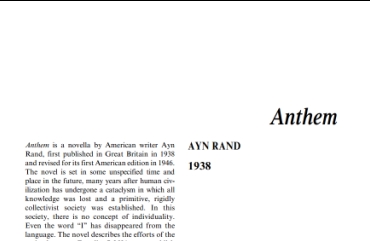 نَقدِ رُمانِ Anthem by Ayn Rand