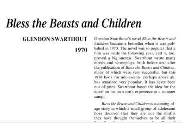نَقدِ رُمانِ Bless the Beasts and Children by Glendon Swarthout