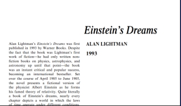 نَقدِ رُمانِ Einstein’s Dreams by Alan Lightman