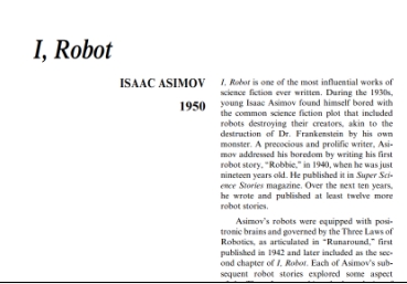 نَقدِ رُمانِ I, Robot by Isaac Asimov
