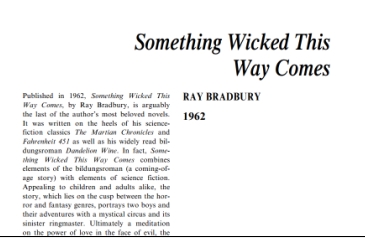 نَقدِ رُمانِ Something Wicked This Way Comes by Ray Bradbury