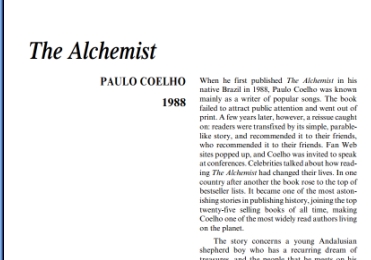 نَقدِ رُمانِ The Alchemist by Paulo Coelho