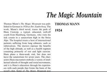 نَقدِ رُمانِ The Magic Mountain by Thomas Mann