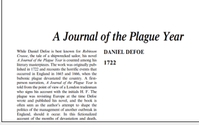 نَقدِ رُمانِ A Journal of the Plague Year by Daniel Defoe