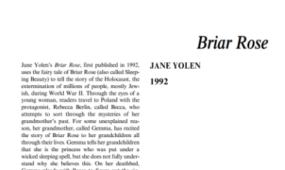 نَقدِ رُمانِ Briar Rose by Jane Yolen
