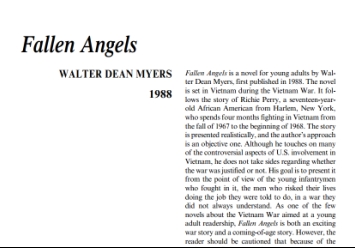 نَقدِ رُمانِ Fallen Angels by Walter Dean Myers