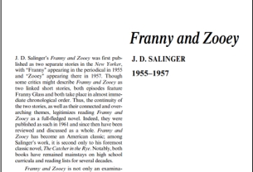 نَقدِ رُمانِ Franny and Zooey by J. D. Salinger