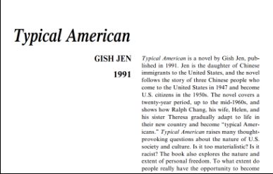 نَقدِ رُمانِ Typical American by Gish Jen