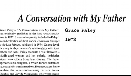 نَقدِ داستانِ کُوتاه A Conversation with My Father by Grace Paley