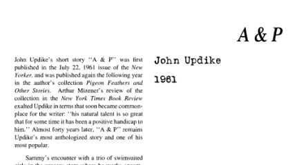 نَقدِ داستانِ کُوتاه A&P by John Updike