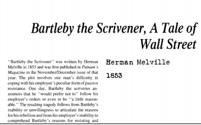 نَقدِ داستانِ کُوتاه Bartleby, the Scrivener: A Story of Wall Street by Herman Melville