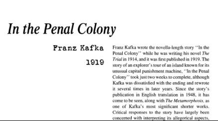 نَقدِ داستانِ کُوتاه In the Penal Colony by Franz Kafka