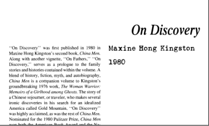 نَقدِ داستانِ کُوتاه On Discovery by Maxine Hong Kingston