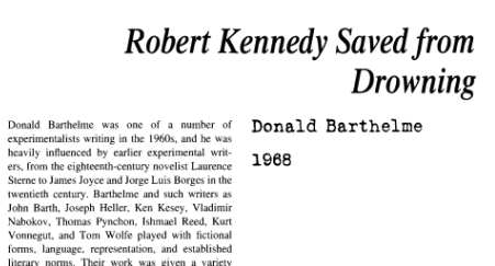 نَقدِ داستانِ کُوتاه Robert Kennedy Saved from Drowning by Donald Barthelme