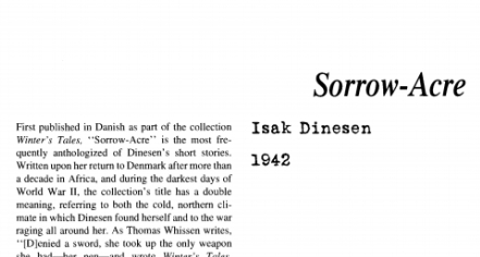 نَقدِ داستانِ کُوتاه Sorrow Acre by Isak Dinesen