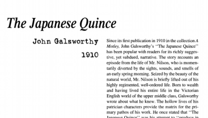 نَقدِ داستانِ کُوتاه The Japanese Quince by John Galsworthy