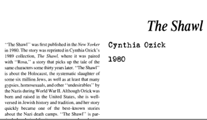 نَقدِ داستانِ کُوتاه The Shawl by Cynthia Ozick
