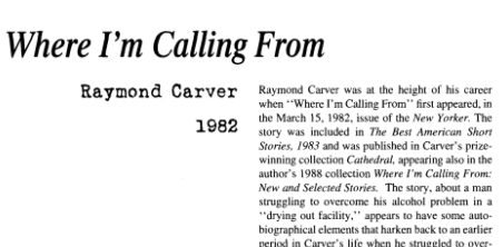 نَقدِ داستانِ کُوتاه Where I’m Calling From by Raymond Carver