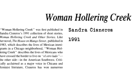 نَقدِ داستانِ کُوتاه Woman Hollering Creek by Sandra Cisneros