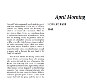 نَقدِ رُمانِ April Morning by Howard Fast