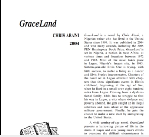 نَقدِ رُمانِ GraceLand by Chris Abani