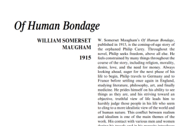 نَقدِ رُمانِ Of Human Bondage by W. Somerset Maugham
