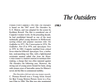 نَقدِ رُمانِ The Outsiders by S. E. Hinton
