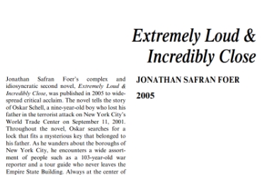 نَقدِ رُمانِ Extremely Loud & Incredibly Close by Jonathan Safran Foer