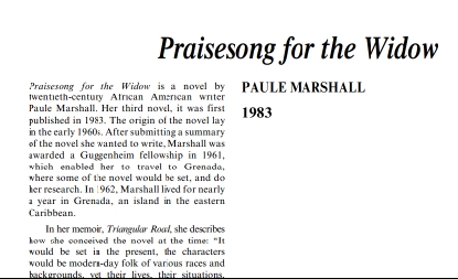 نَقدِ رُمانِ Praisesong for the Widow by Paule Marshall
