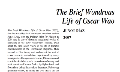 نَقدِ رُمانِ The Brief Wondrous Life of Oscar Wao by Junot Díaz