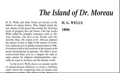 نَقدِ رُمانِ The Island of Doctor Moreau by H. G. Wells
