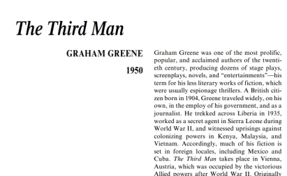 نَقدِ رُمانِ The Third Man by Graham Greene