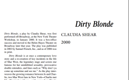 نقد نمایشنامه Dirty Blonde by Claudia Shear