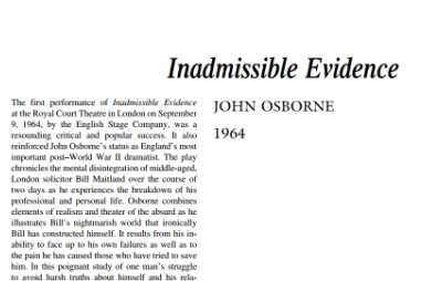 نَقدِ نِمایِشنامِه Inadmissible Evidence by John Osborne