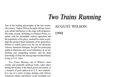 نقد نمایشنامه Two Trains Running by August Wilson
