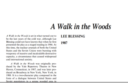 نقد نمایشنامه A Walk in the Woods by Lee Blessing