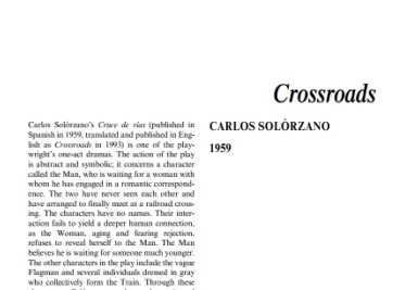 نقد نمایشنامه Crossroads by Carlos Solorzano