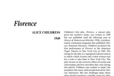 نقد نمایشنامه Florence by Alice Childress