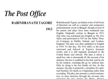 نقد نمایشنامه The Post Office by Rabindranath Tagore