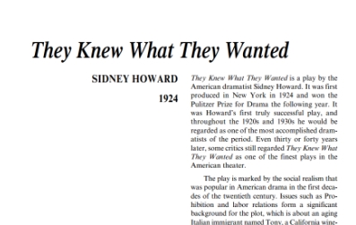 نقد نمایشنامه They Knew What They Wanted by Sidney Howard