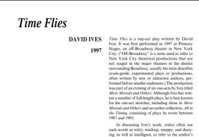 نقد نمایشنامه Time Flies by David Ives