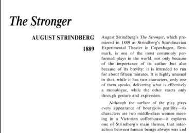 نقد نمایشنامه The Stronger by August Strindberg