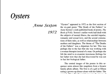 نقد شعر Oysters by Anne Sexton