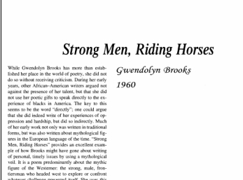 نقد شعر Strong Men Riding Horses by Gwendolyn Brooks