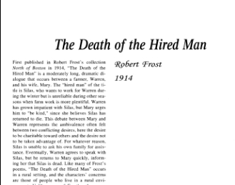 نقد شعر The Death of the Hired Man by Robert Frost