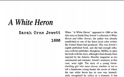 نقد داستان کوتاه A White Heron by Sarah Orne Jewett