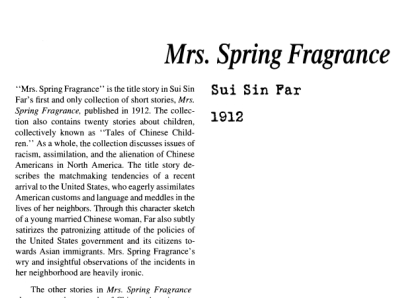 نقد داستان کوتاه Mrs. Spring Fragrance by Sui Sin Far